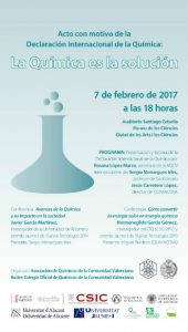 La Asociación de Químicos de la Comunidad Valenciana organiza la jornada 'La química es la solución' el martes 7 de febrero en el Museu de les Ciències