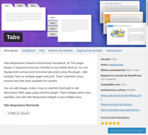 Probando el plugin de WordPress 'Tabs Responsive'