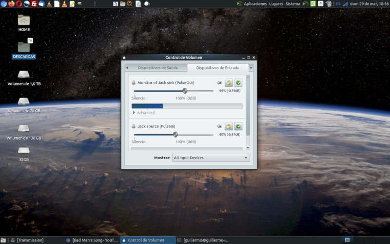 control sonido pulseaudio